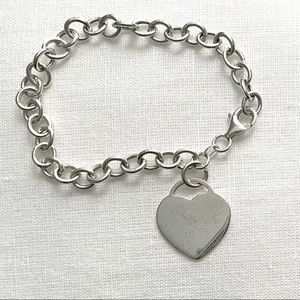 Sterling Silver Chain Link Heart Bracelet